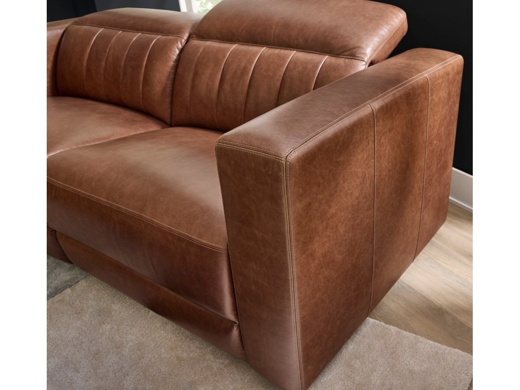 Austin Chestnut Leather Power Reclining Sofa with Power Headrests - image 4