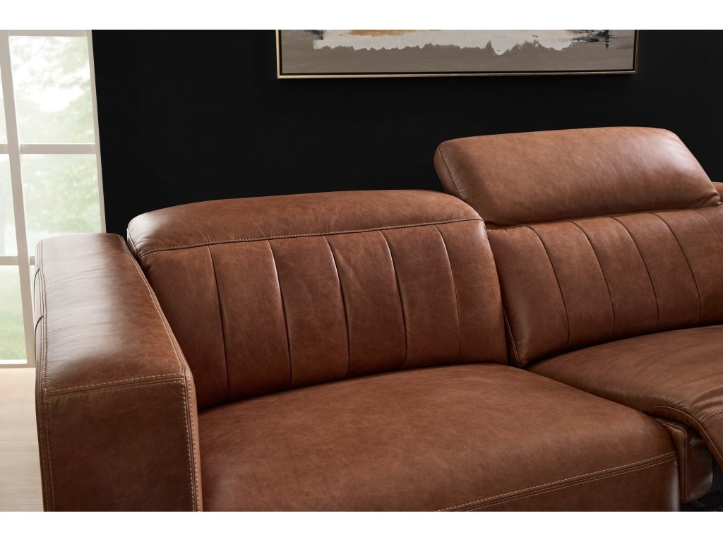Austin Chestnut Leather Power Reclining Sofa with Power Headrests - image 6