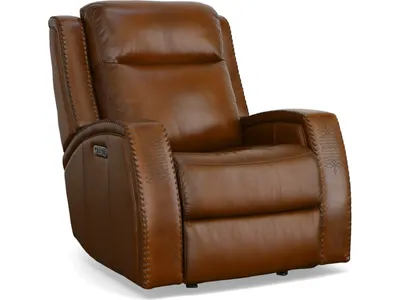Mustang Rust Leather Power Gliding Recliner with Power Headrest