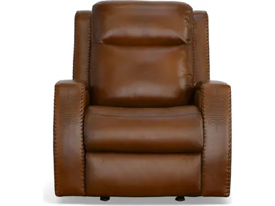 Mustang Rust Leather Power Gliding Recliner with Power Headrest