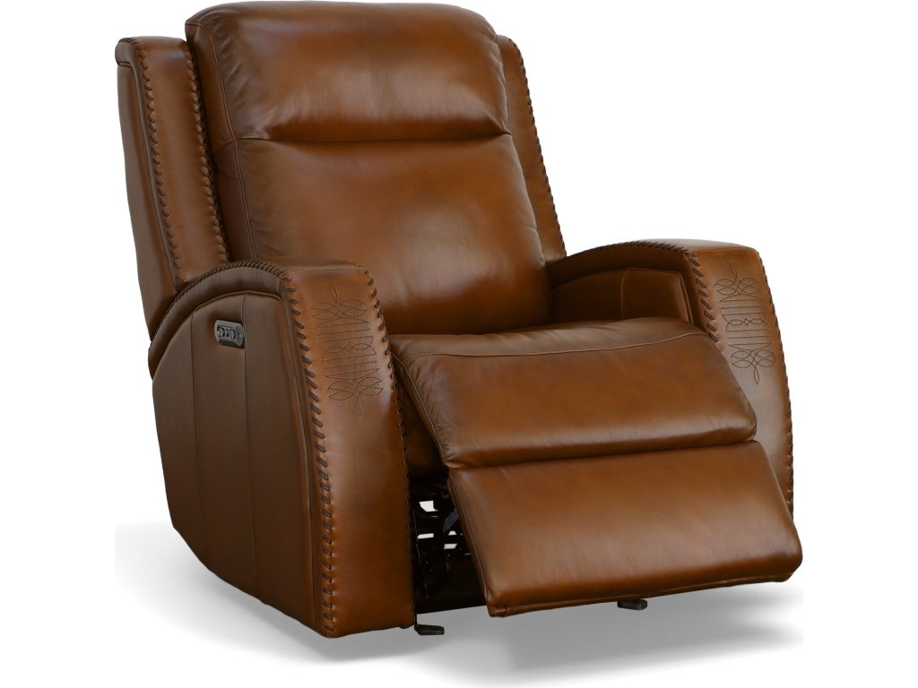 Mustang Rust Leather Power Gliding Recliner with Power Headrest - image 3