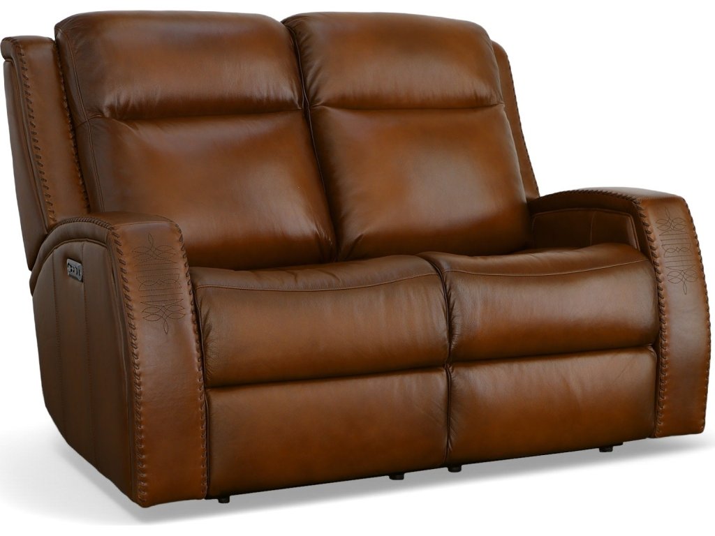 Mustang Rust Leather Power Loveseat with Power Headrest - main image