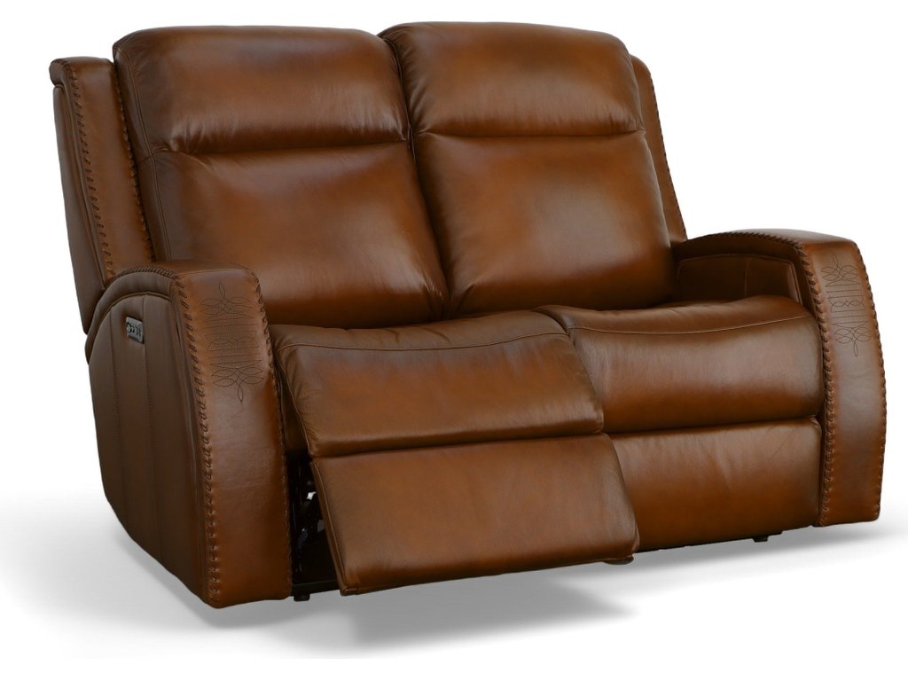 Mustang Rust Leather Power Loveseat with Power Headrest - image 3