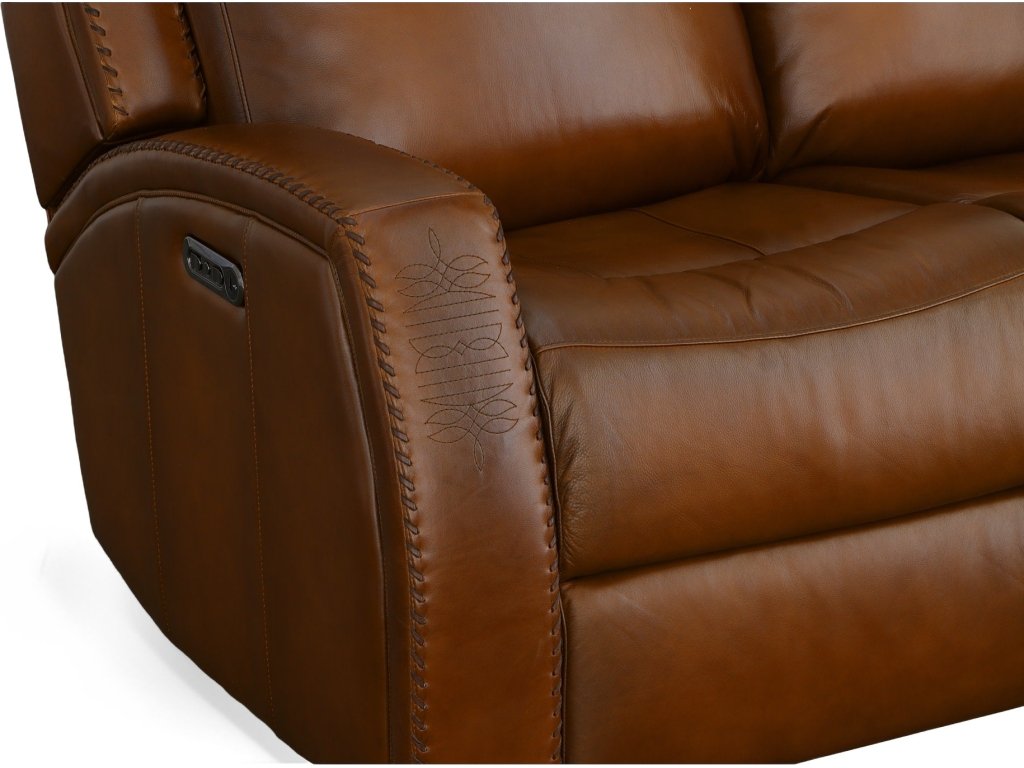 Mustang Rust Leather Power Loveseat with Power Headrest - image 5