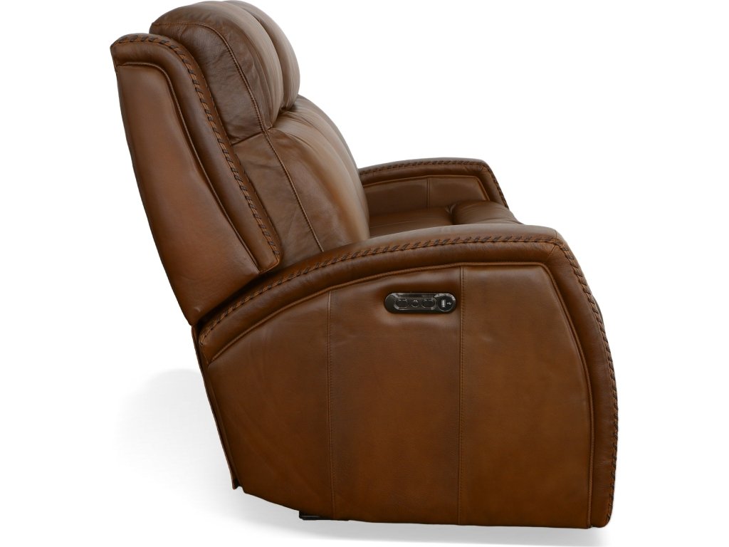 Mustang Rust Leather Power Sofa with Power Headrest - image 2