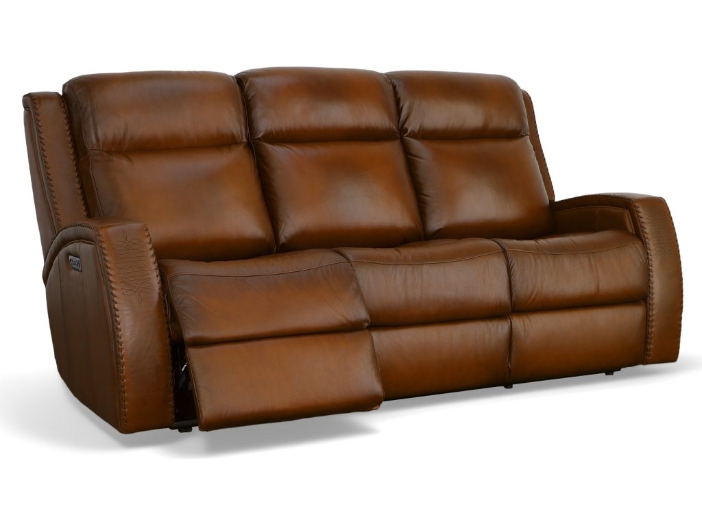Mustang Rust Leather Power Sofa with Power Headrest - image 3