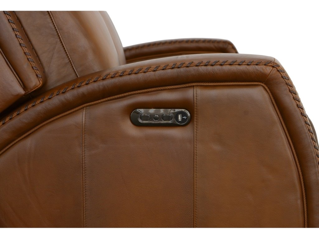 Mustang Rust Leather Power Sofa with Power Headrest - image 4