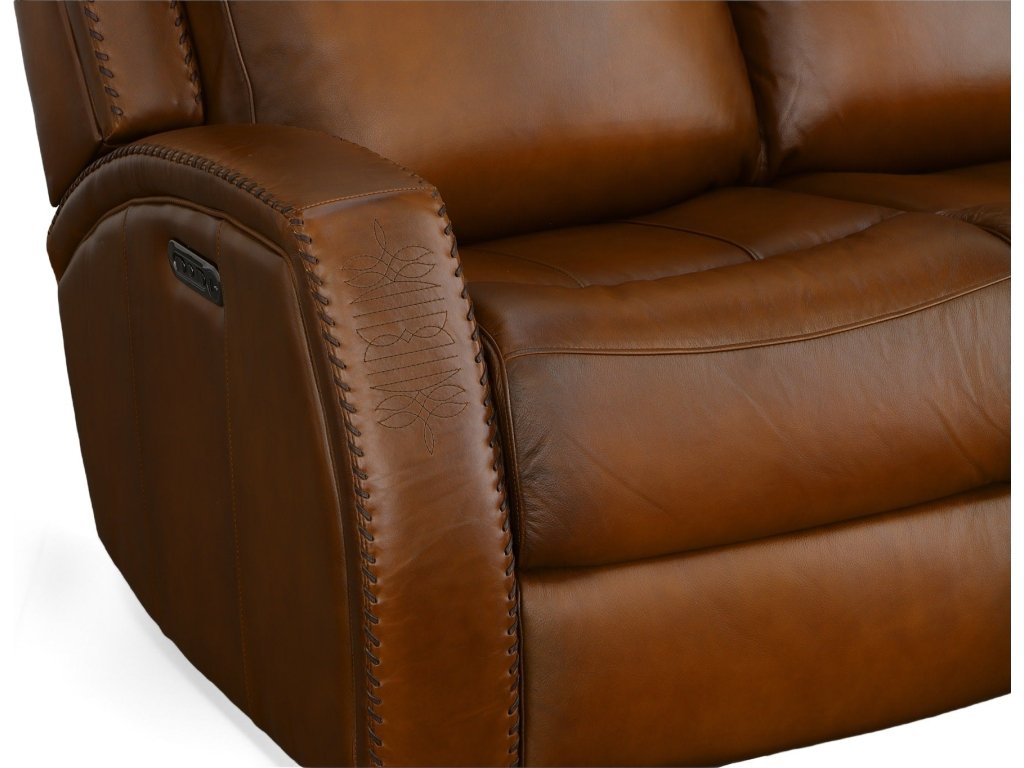 Mustang Rust Leather Power Sofa with Power Headrest - image 5