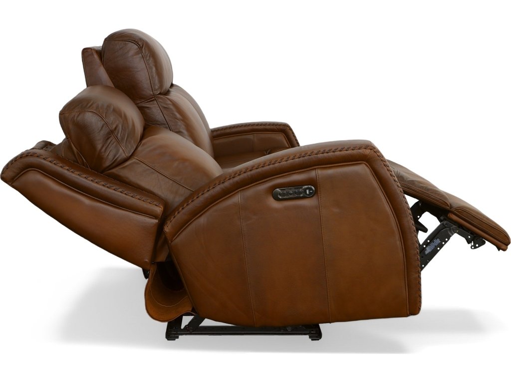 Mustang Rust Leather Power Sofa with Power Headrest - image 6