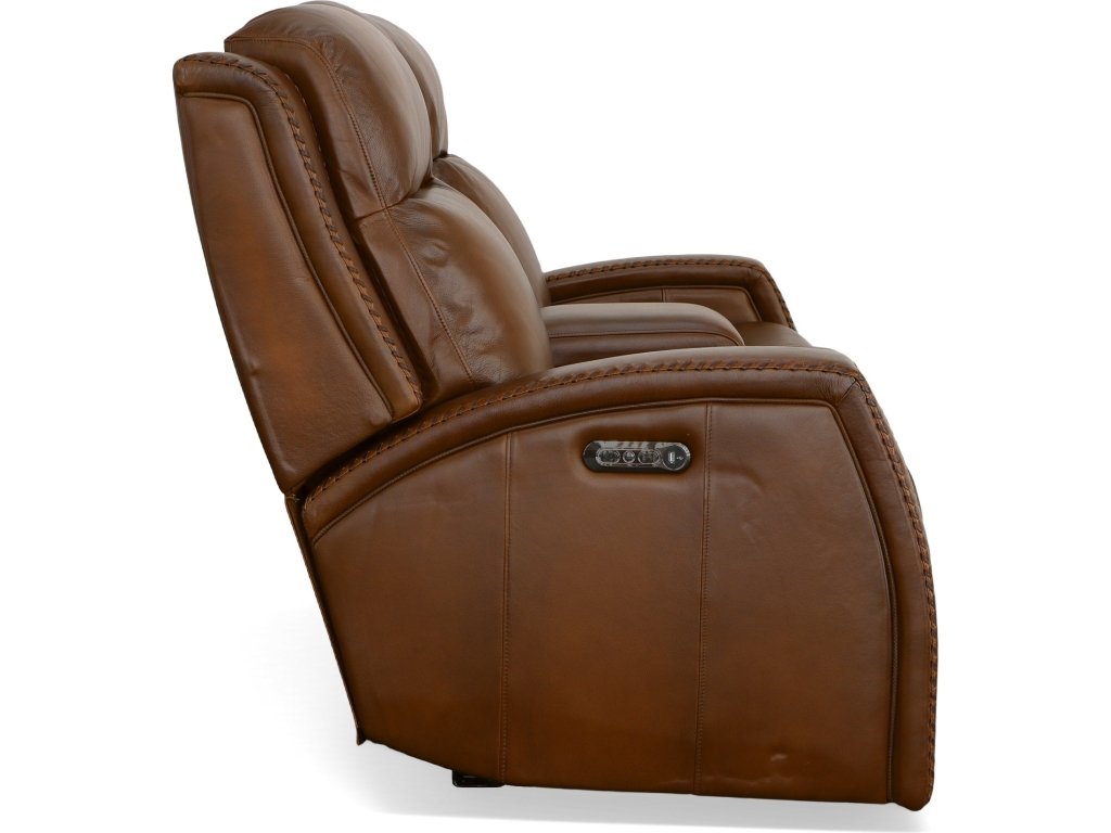 Mustang Rust Leather Power Loveseat with Console with Power Headrest - image 2