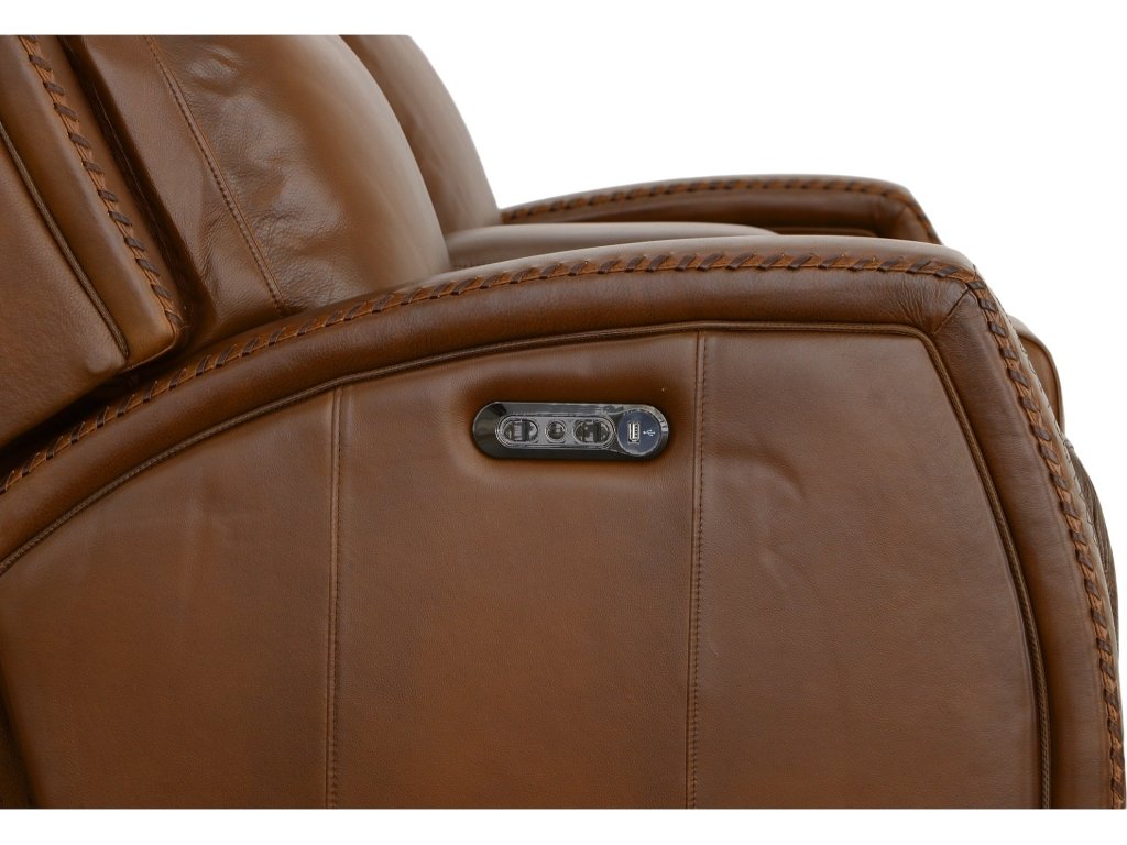 Mustang Rust Leather Power Loveseat with Console with Power Headrest - image 4