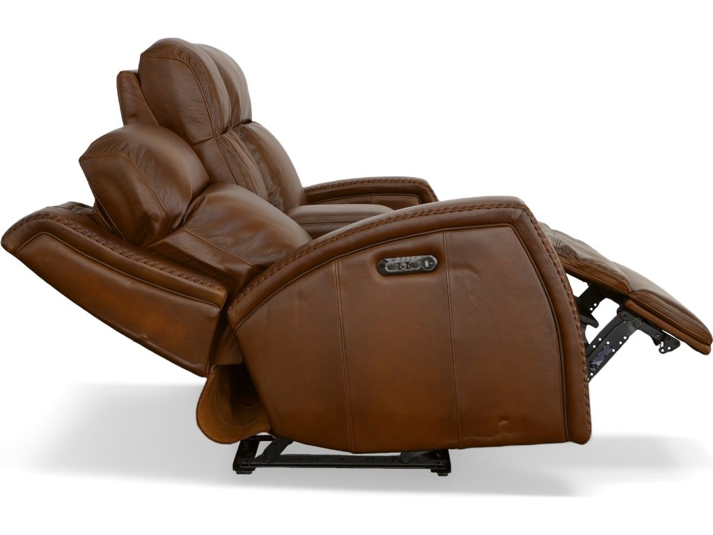 Mustang Rust Leather Power Loveseat with Console with Power Headrest - image 7