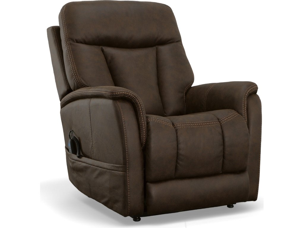 Atlas Walnut Fabric Power Lift Recliner with Power Headrest & Lumbar - main image