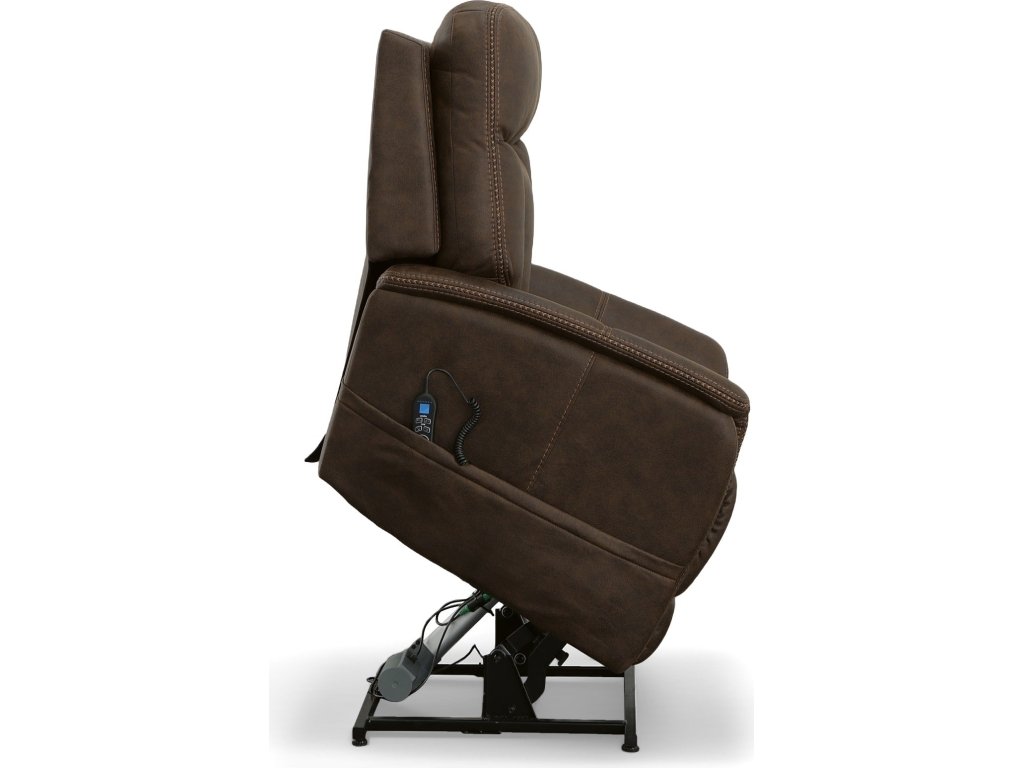 Atlas Walnut Fabric Power Lift Recliner with Power Headrest & Lumbar - image 12