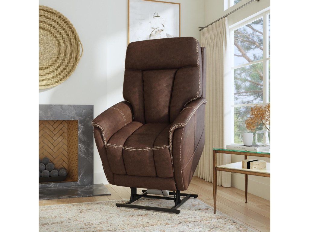 Atlas Walnut Fabric Power Lift Recliner with Power Headrest & Lumbar - image 4