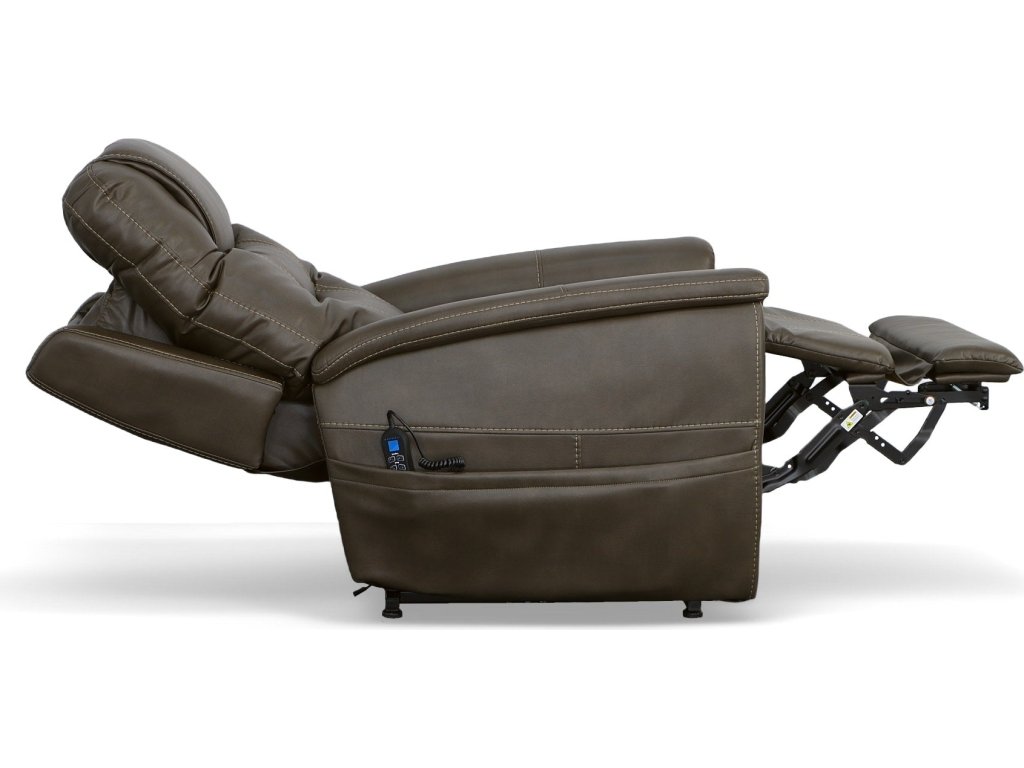 Shaw Driftwood Fabric Power Lift Recliner with Power Headrest & Lumbar - image 6