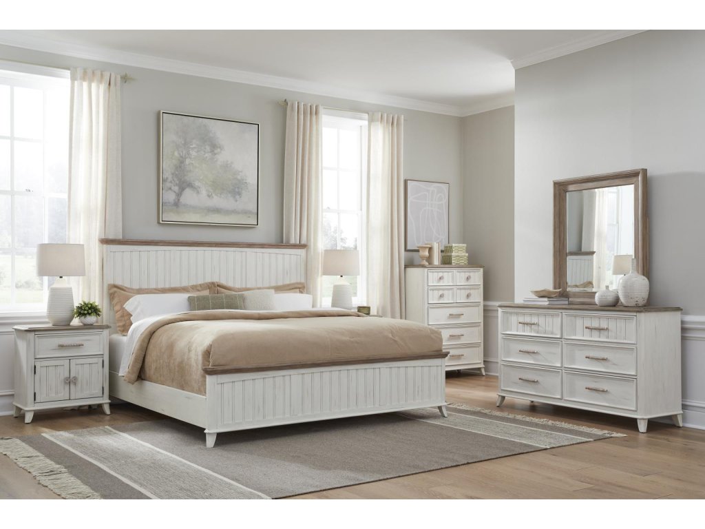Queen Panel Bed, Dresser, Mirror - main image