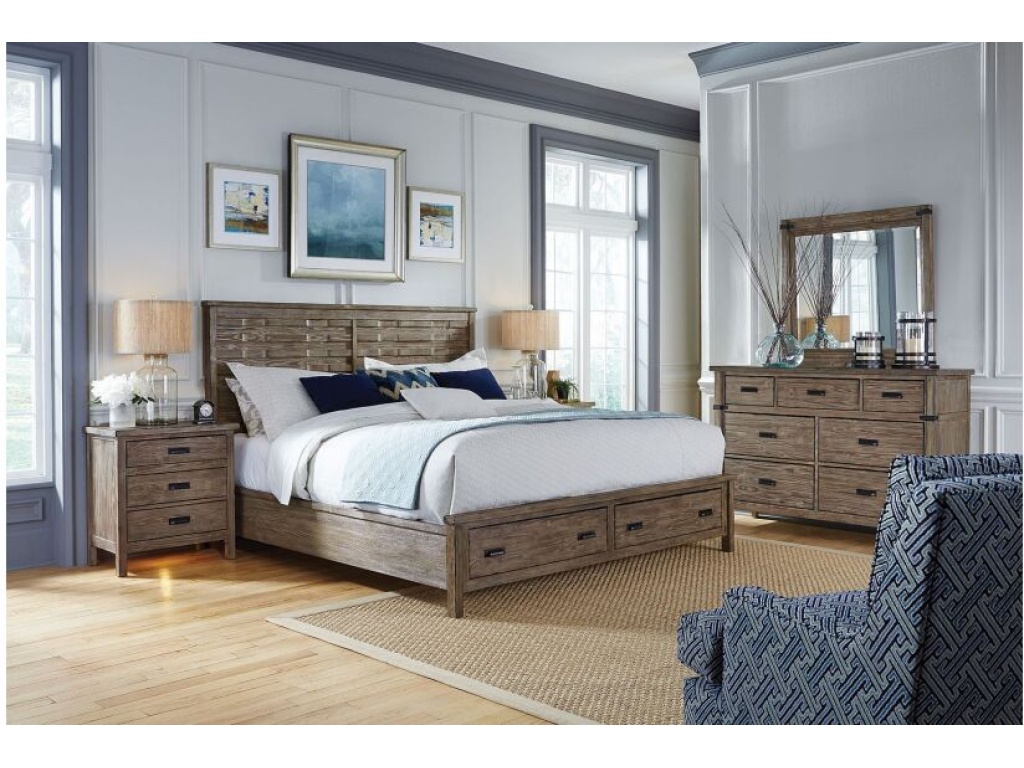 Panel King Bed - Complete W/ Storage Footboard - image 1