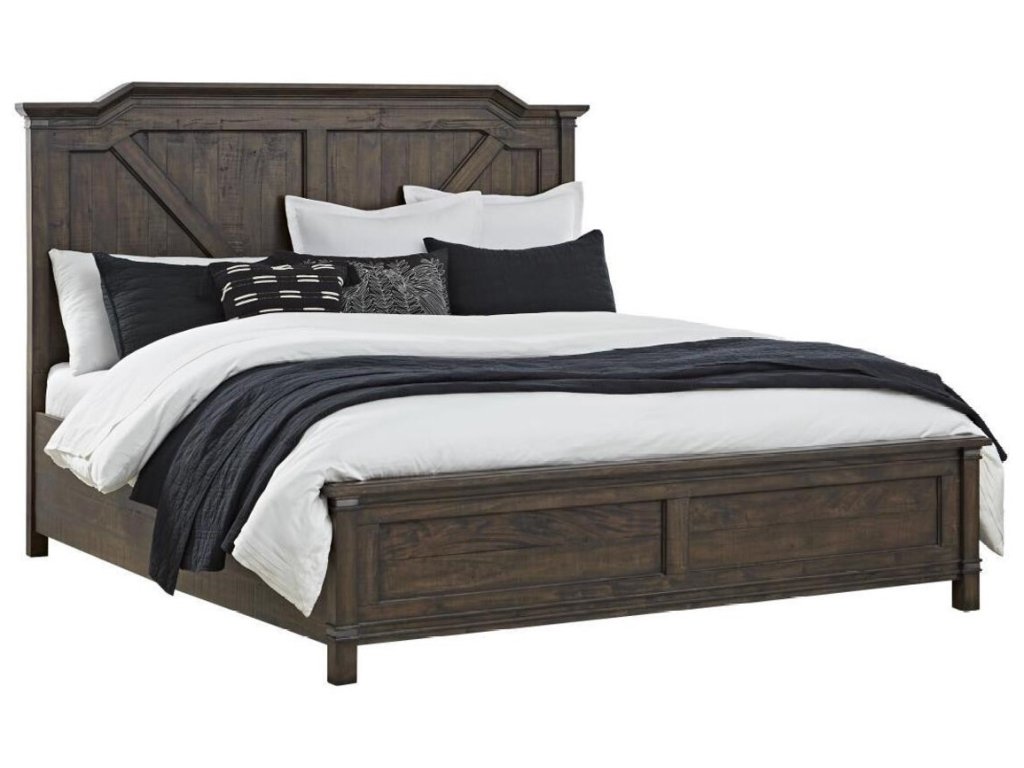 King Panel Bed, (2) 1 Drawer Ns, Dresser, Mirror - image 1