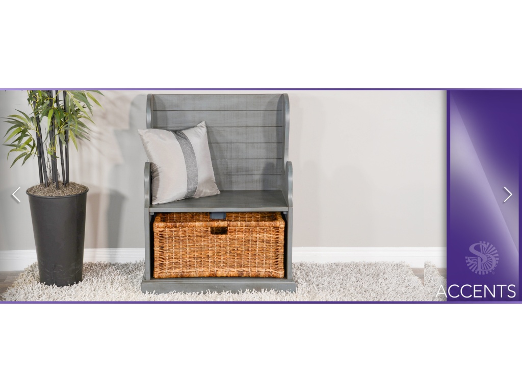 Hall Seat w/ Natural Rattan Woven Basket - image 1