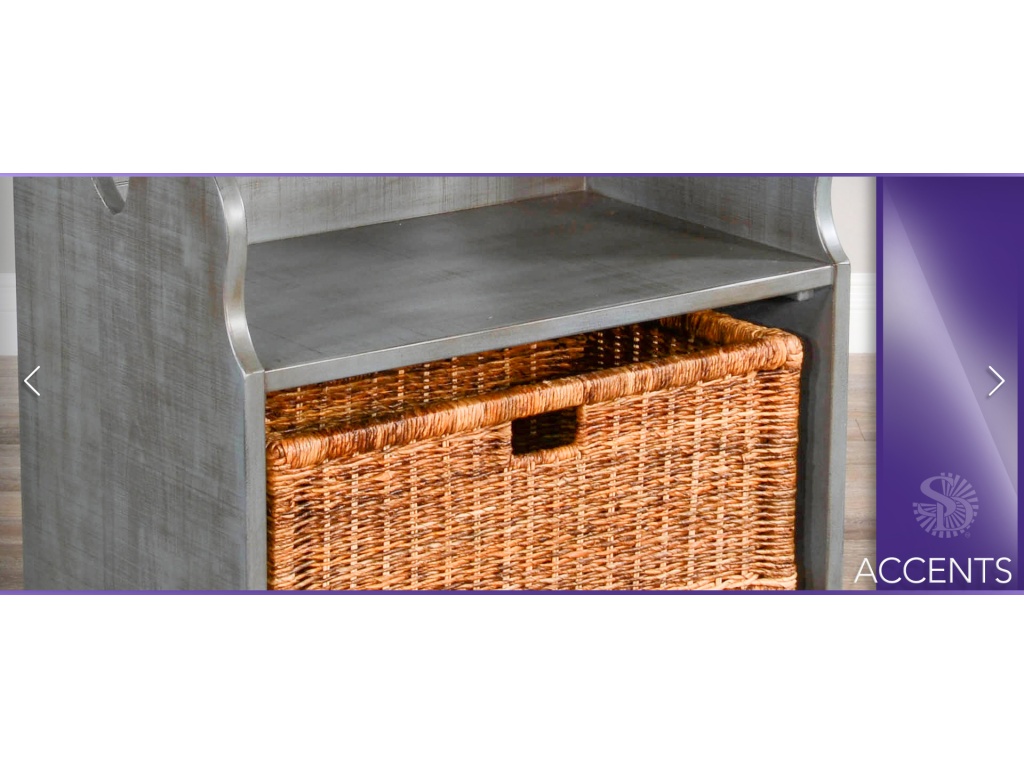 Hall Seat w/ Natural Rattan Woven Basket - image 3