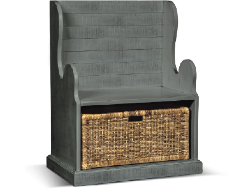 Hall Seat w/ Natural Rattan Woven Basket - main image