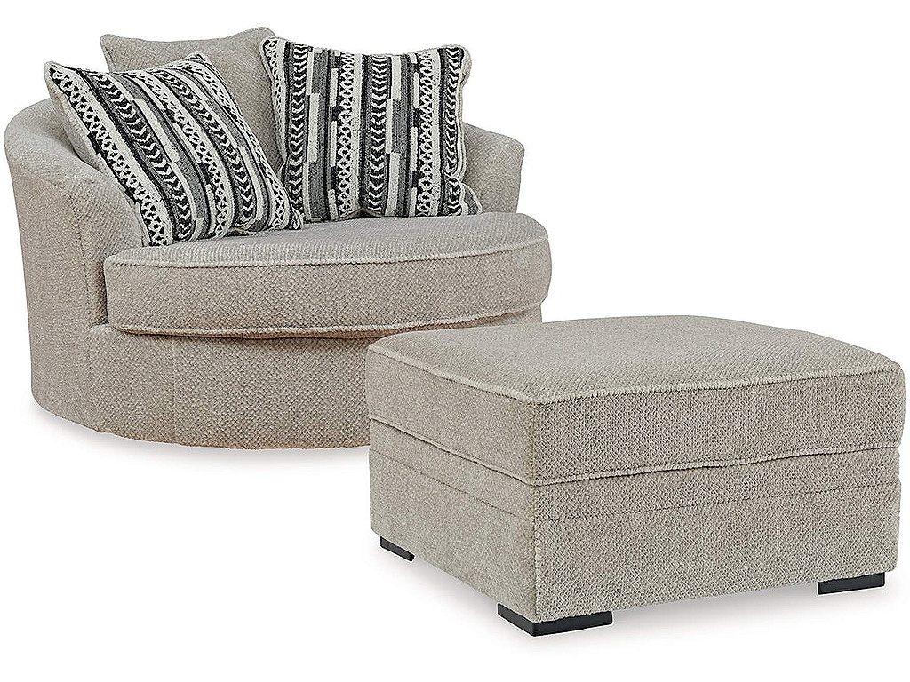 Calnita Oversized Swivel Chair and Ottoman - main image