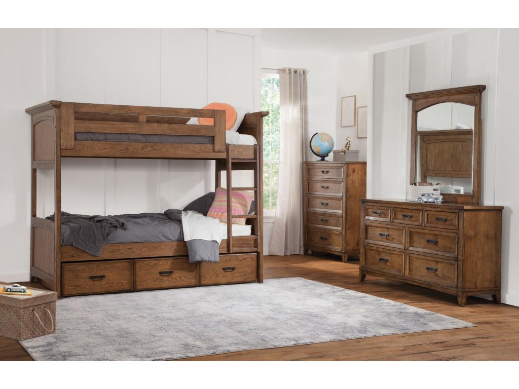 2100 Oakdale Youth Bedroom- Complete 3/3 Over 3/3 Bunkbed with trundle - image 1