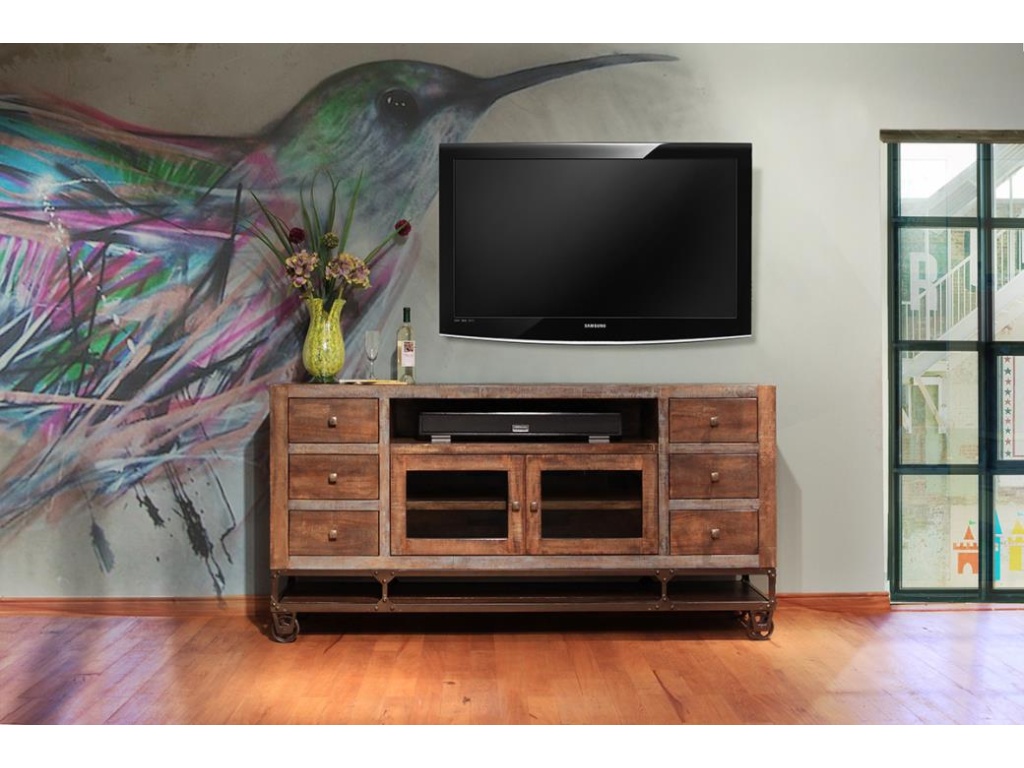 2 Glass Doors, 6 Drawers 76" TV Stand - image 1