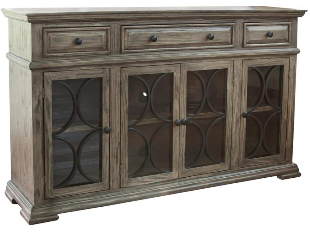 4 Glass Doors 3 Drawers Console - image 2