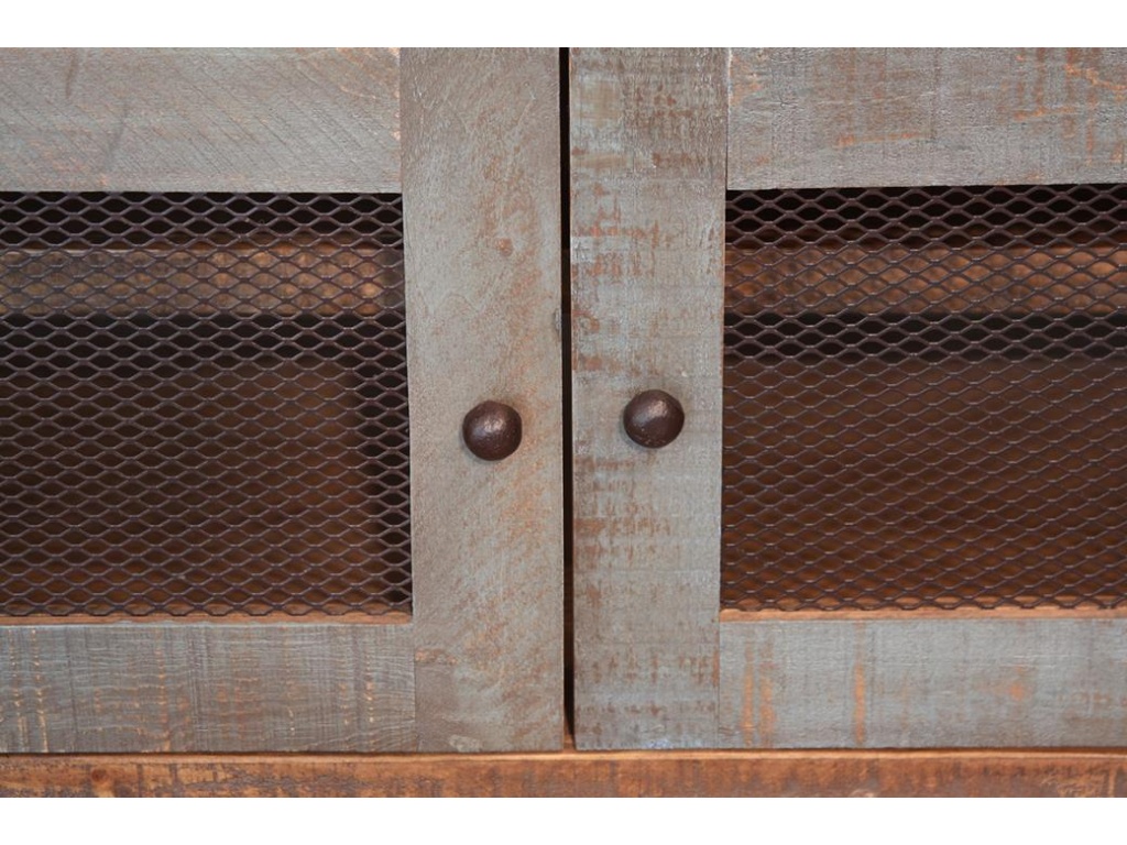 3 Drawer, 2 Iron Mesh Doors 62" TV Stand - image 3
