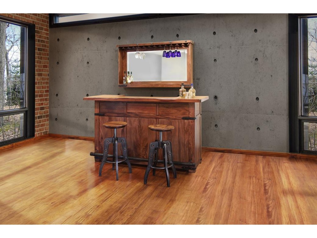 Parota, Bar with Glass Holder and Shelf Bar Mirror - image 1