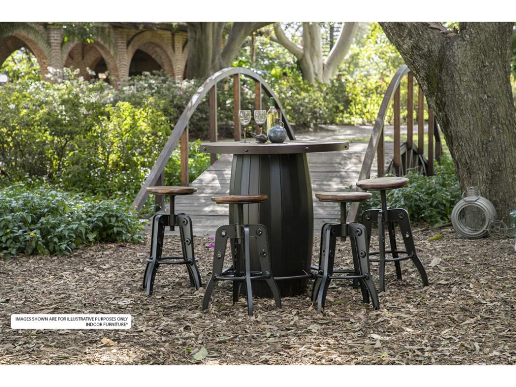 Wooden Round Seat Adjustable 24-30" Swivel Iron Base Barstool - image 3