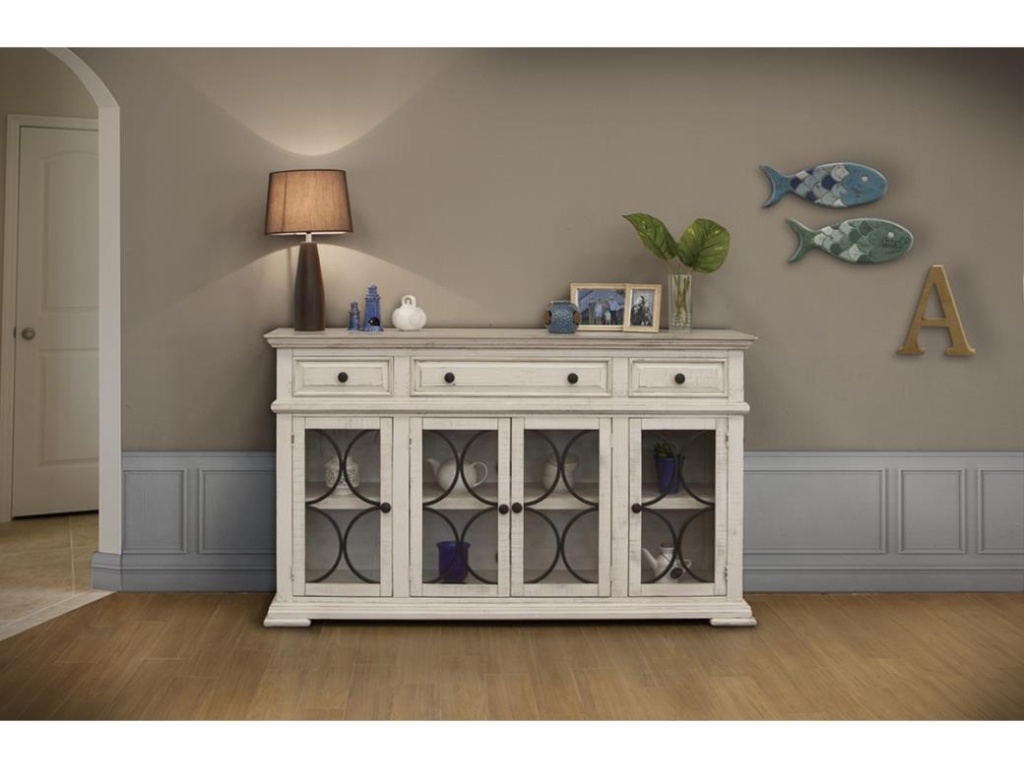 4 Glass Doors 3 Drawers Console - image 1