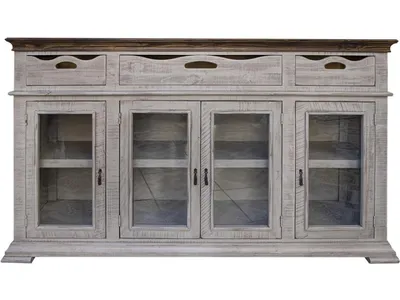 3 Drawer 4 Glass Door Console
