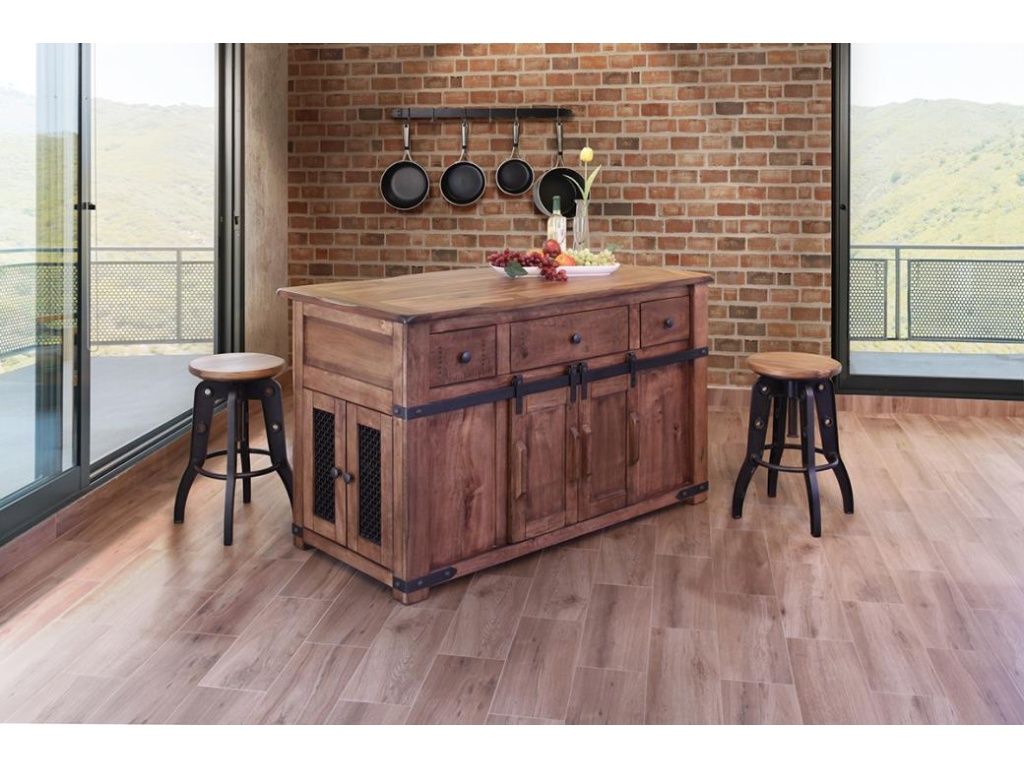 Wooden Round Seat Adjustable 24-30" Swivel Iron Base Barstool - image 1