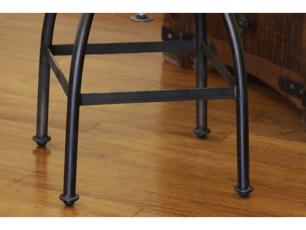 Wooden Seat Adjustable 24-30" Swivel Iron Base Barstool - image 2