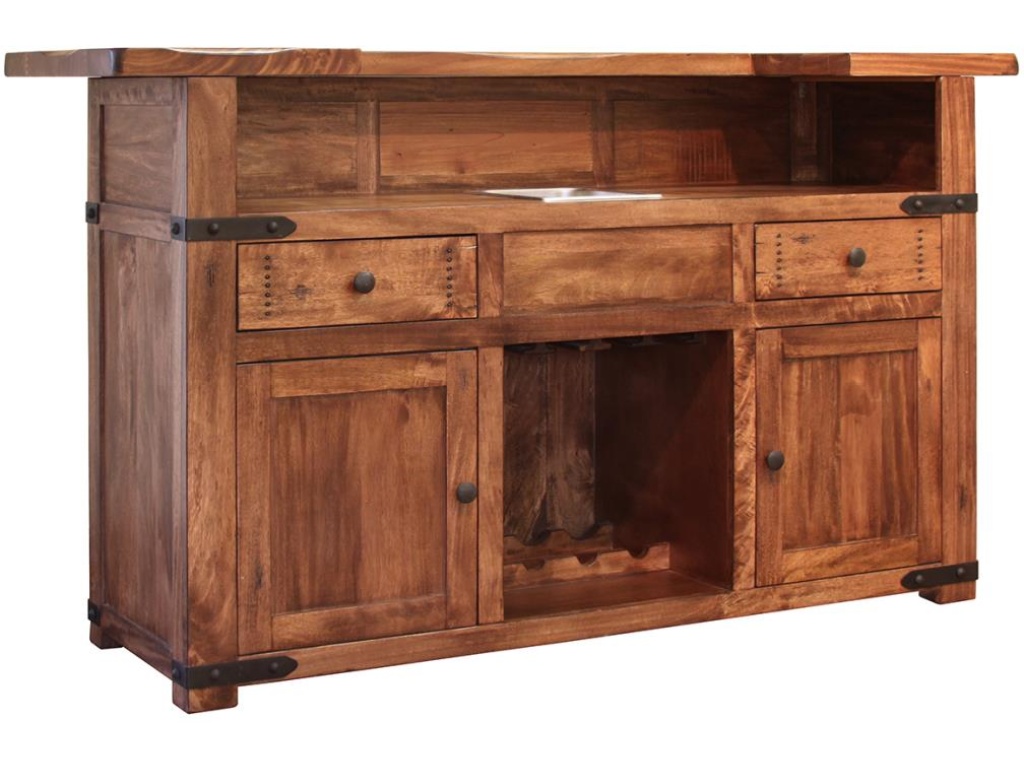Parota, Bar with Glass Holder and Shelf Bar Mirror - main image
