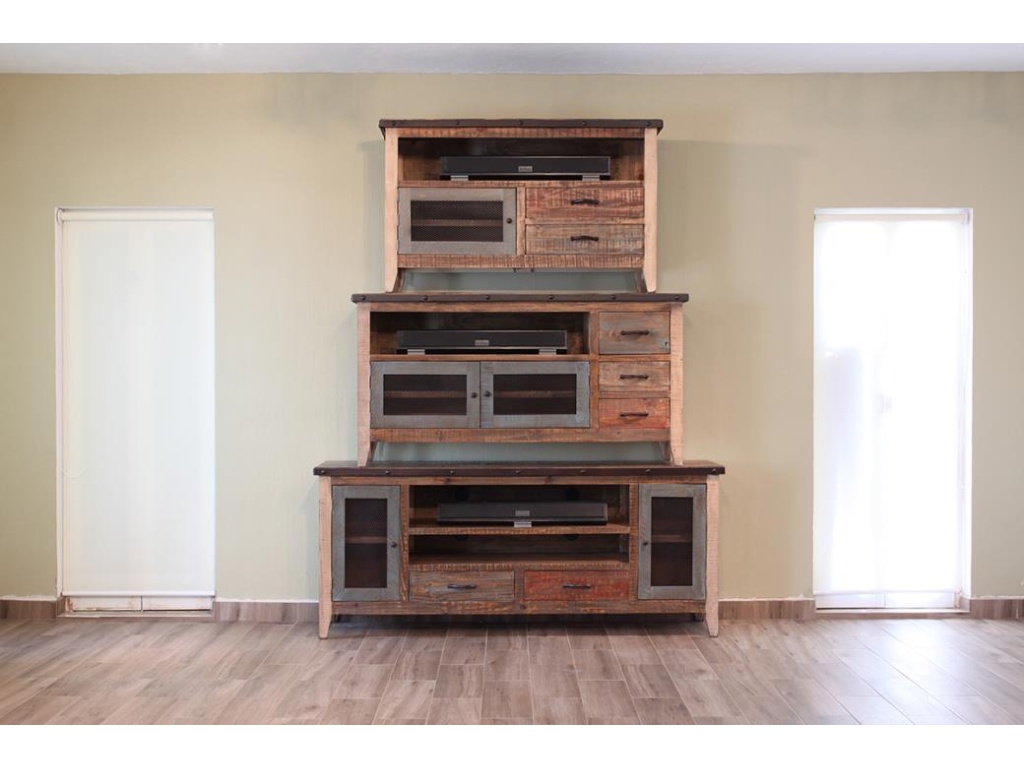 3 Drawer, 2 Iron Mesh Doors 62" TV Stand - image 1
