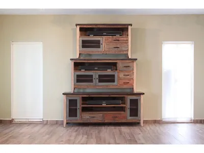 3 Drawer, 2 Iron Mesh Doors 62" TV Stand - Alternative View