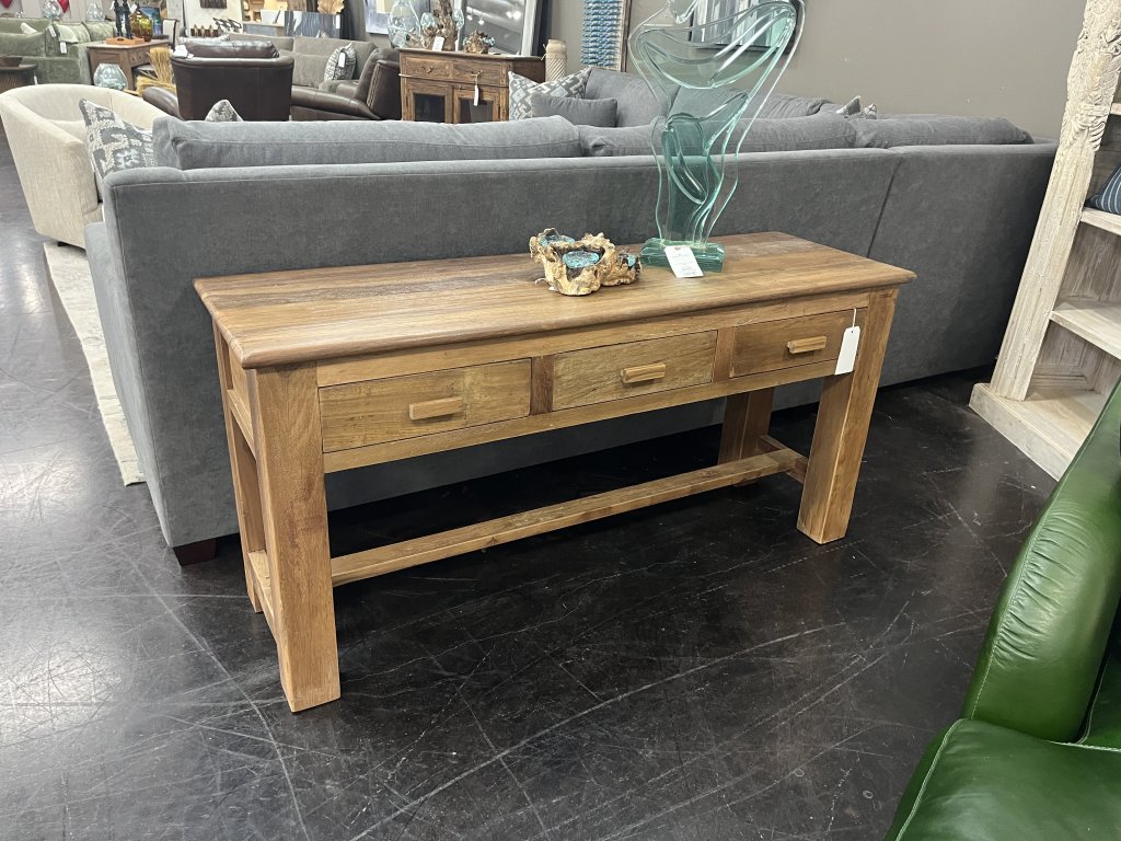 3 Drawer Reclaimed Short Teak Console - main image