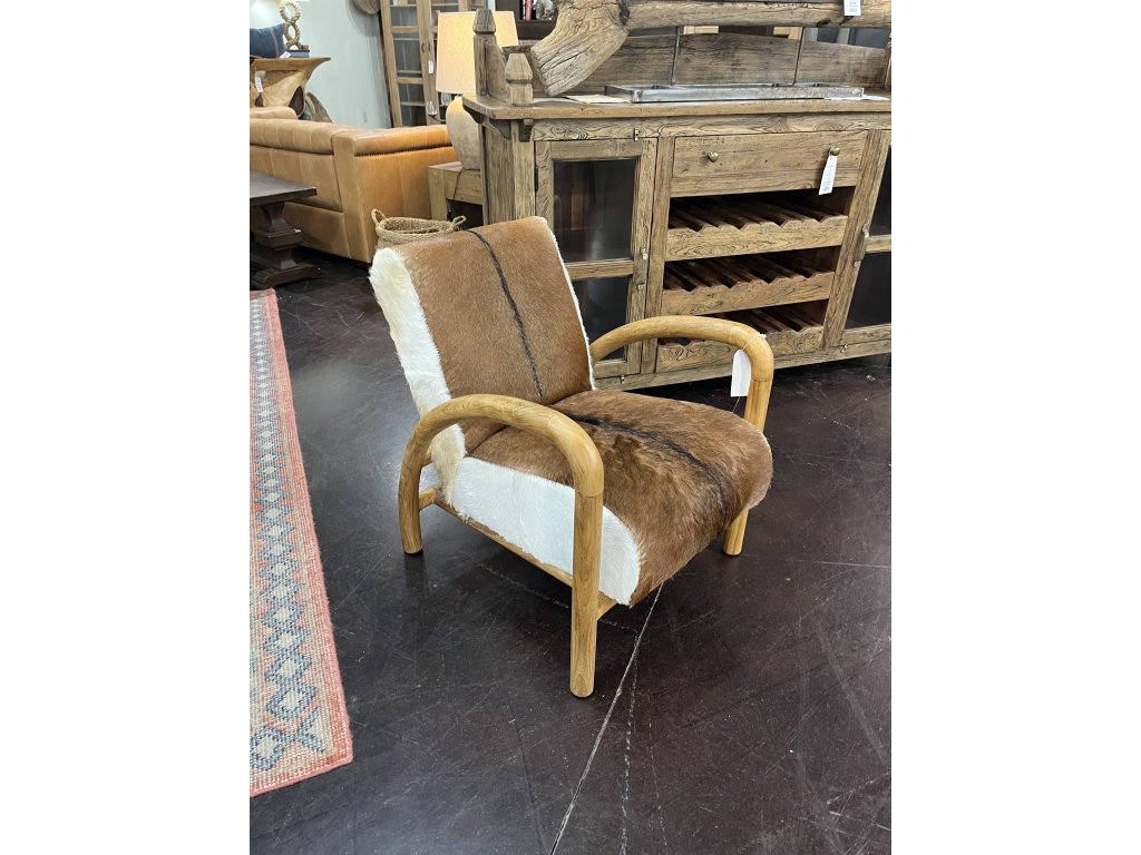 Rounded Arm Hair on Hide Brown Chair - main image