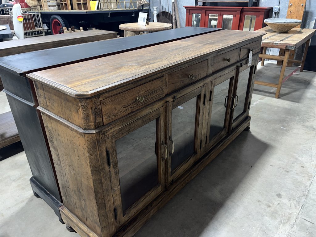 4 Door Teak Brown Wooden Sideboard - main image
