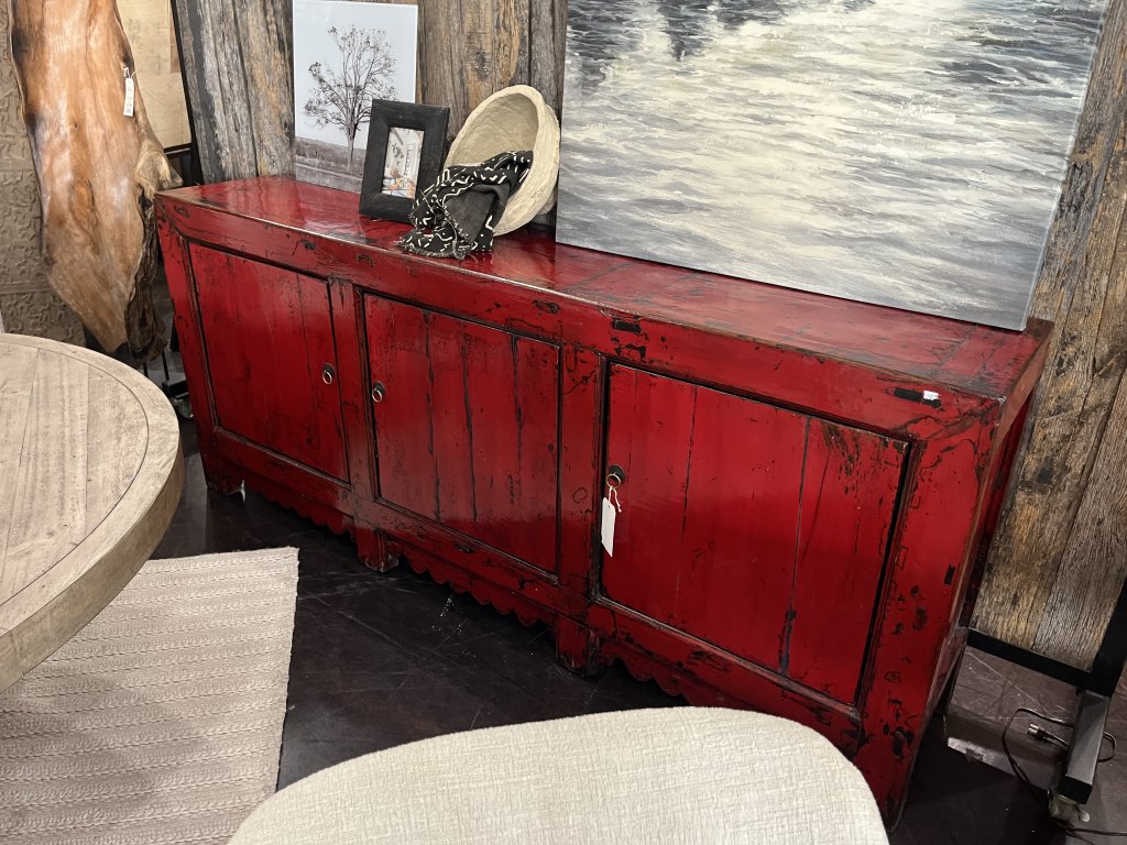 3 Door Red Lacquer Sideboard - main image