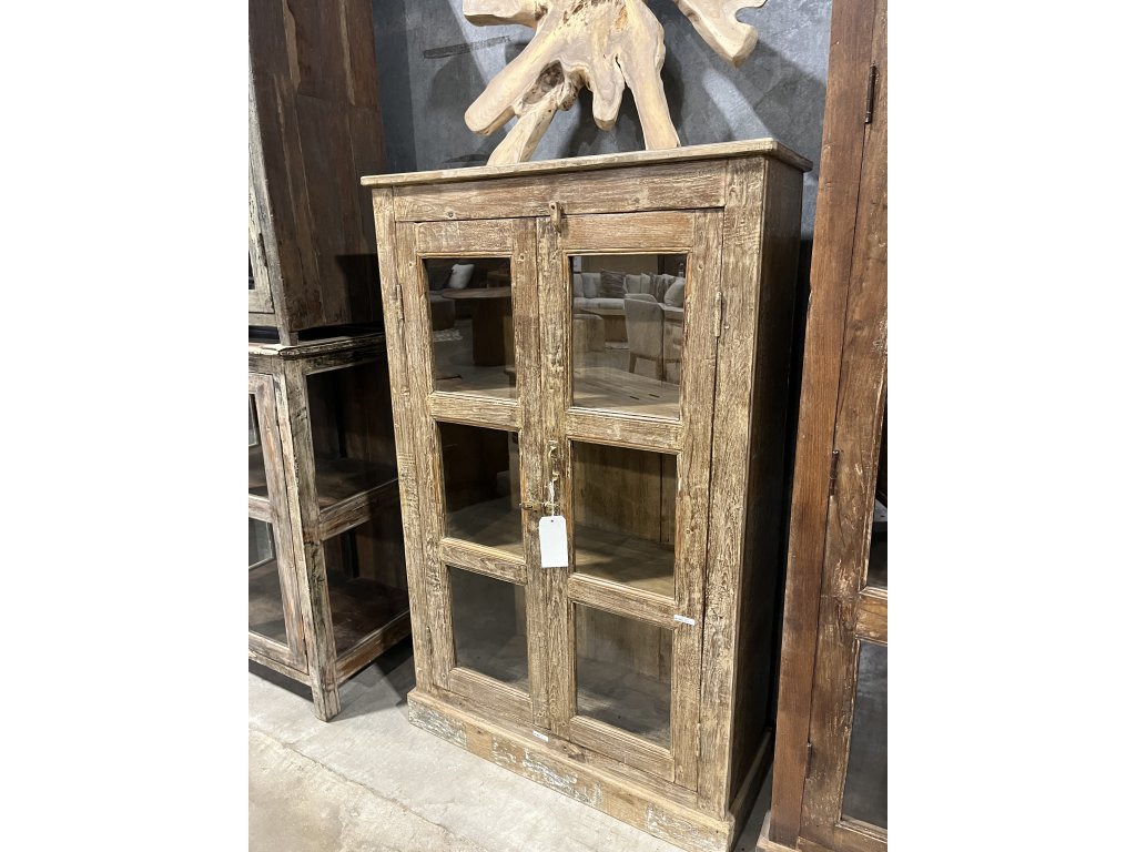 Medium 2 Door Glass Cabinet w Blue Sides - main image