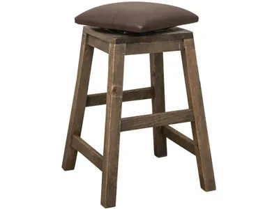 Faux Leather Seat 24" Swivel Stool