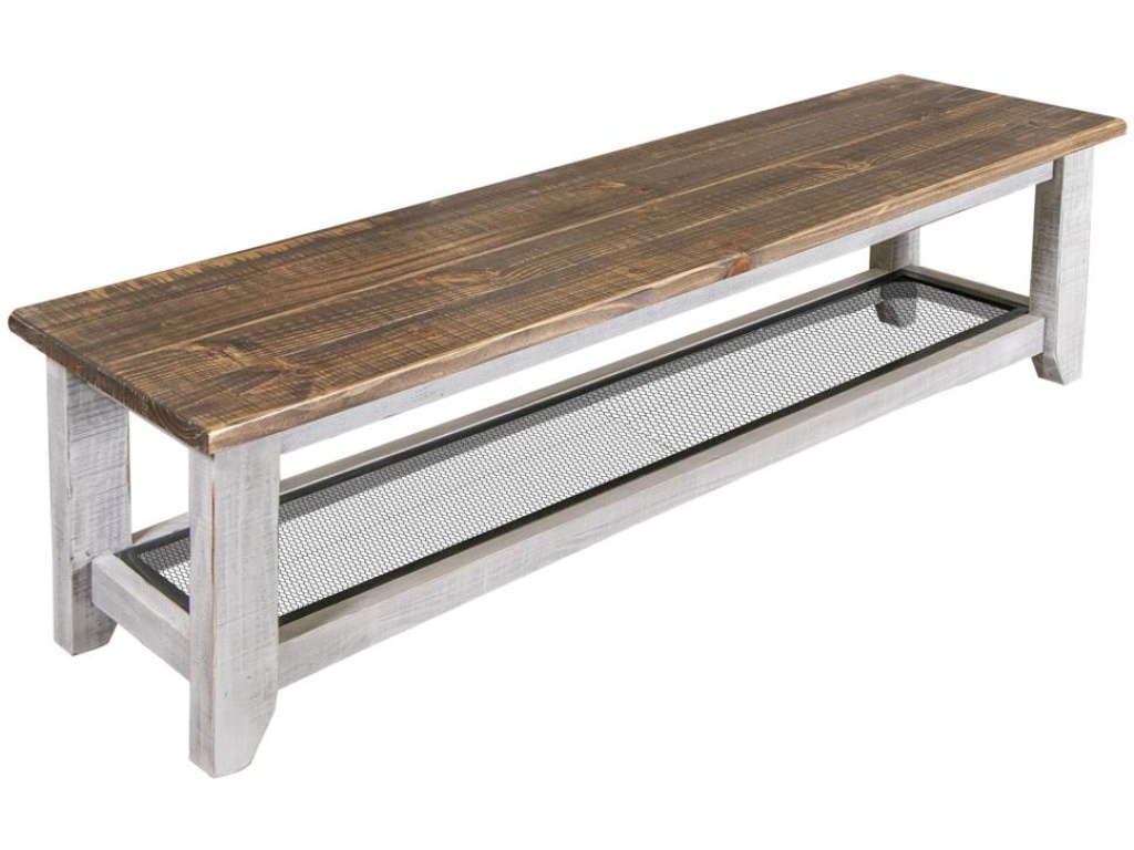 Iron Shelf Solid Wood Bench - main image