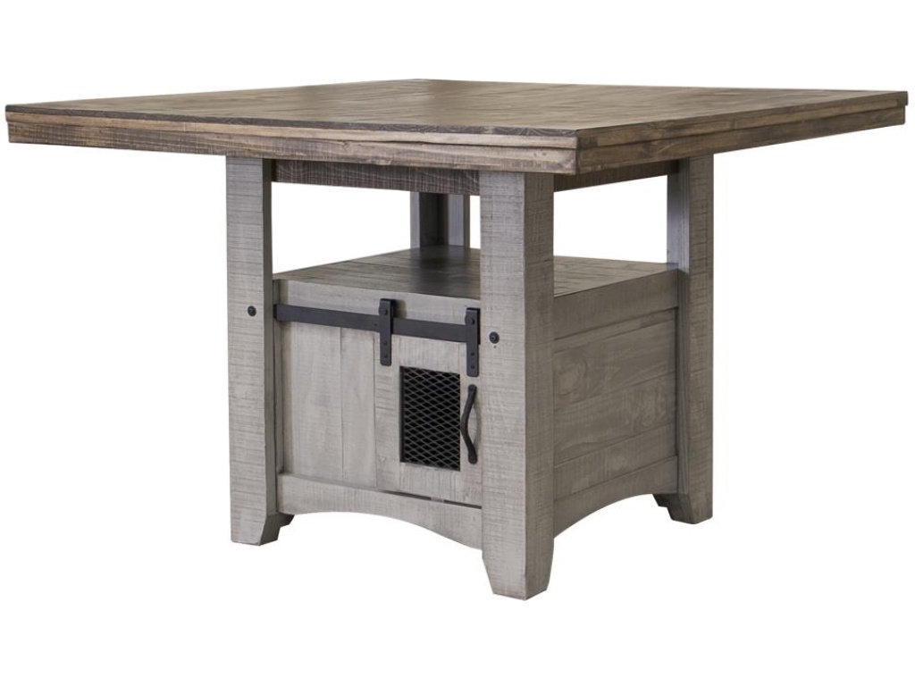 Pueblo Gray, 52" Square Counter Dining Table with Storage Pedestal Base - main image