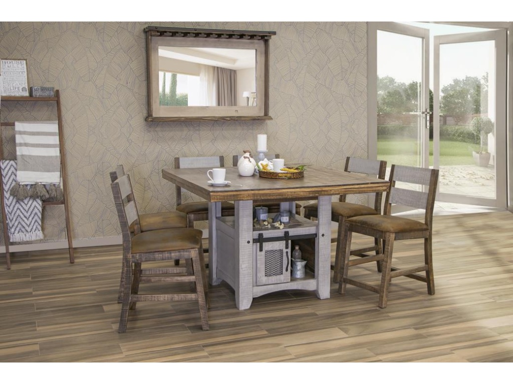 Pueblo Gray, 52" Square Counter Dining Table with Storage Pedestal Base - image 1