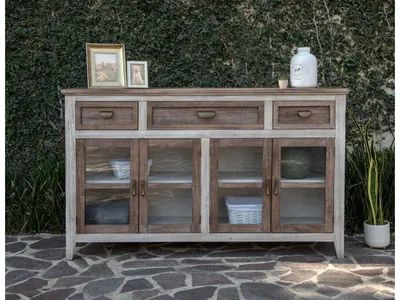 3 Drawer 4 Glass Door Console - Alternative View